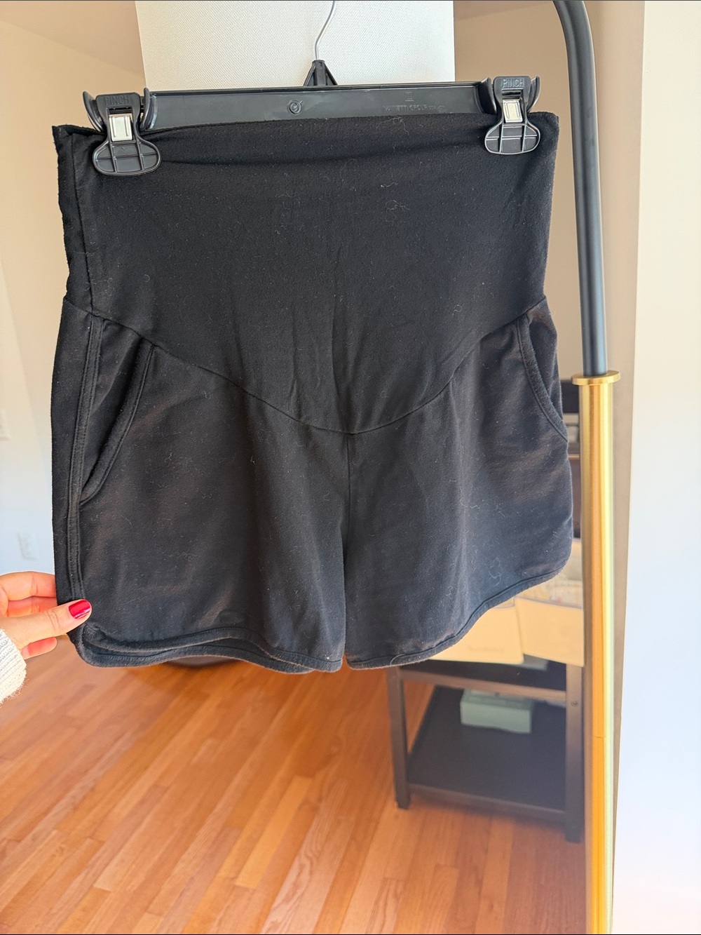 Women's Black High-Waist Maternity Shorts